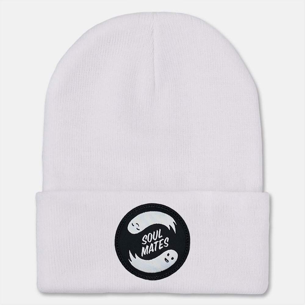 Soul Mates Ghost white cuffed beanie